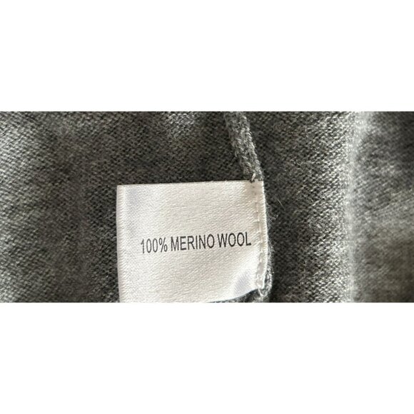 CULLEN Merino Wool Henley Knitted Long Sleeve Gray High Neck - Picture 7 of 7